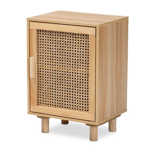 Baxton Studio Maclean Natural Brown Wood 1-Door Nightstand