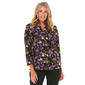 Petite Napa Valley 3/4 Sleeve Floral Leaf Split Neck Blouse - image 1
