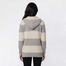 Juniors Pink Rose Cloud Mossy Stripe Sherpa Hood Cardigan