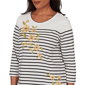 Womens Alfred Dunner Classics Sunflower Stripe Blouse - image 5