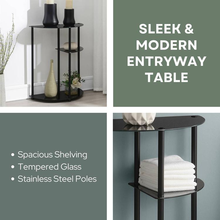 Convenience Concepts Designs2Go Glass 3-Tier Entryway Hall Table