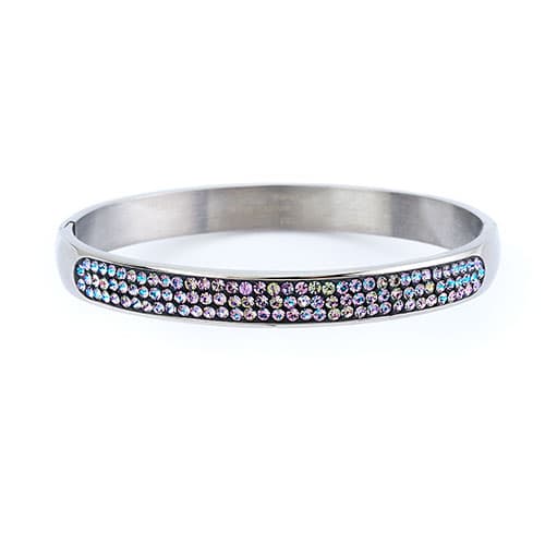 Stainless Steel Vitrail Crystal Hinged Bracelet - image 