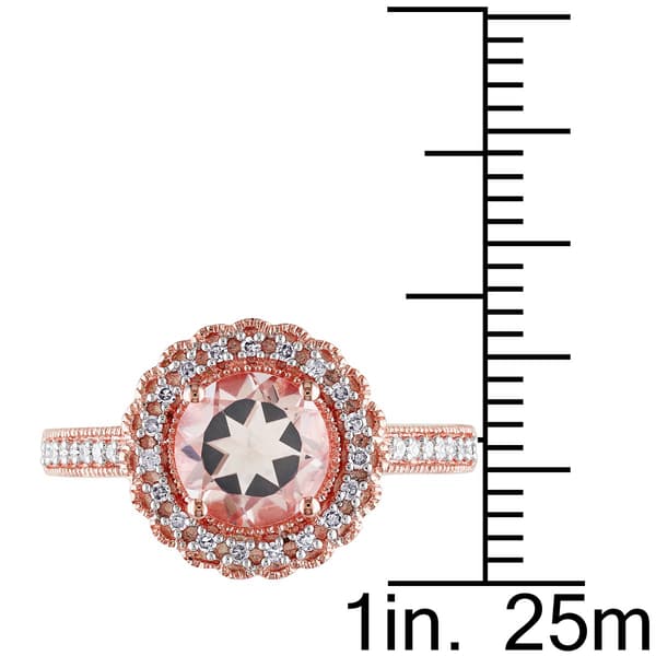 Gemstone Classics&#8482; Silver Halo Morganite & Diamond Ring