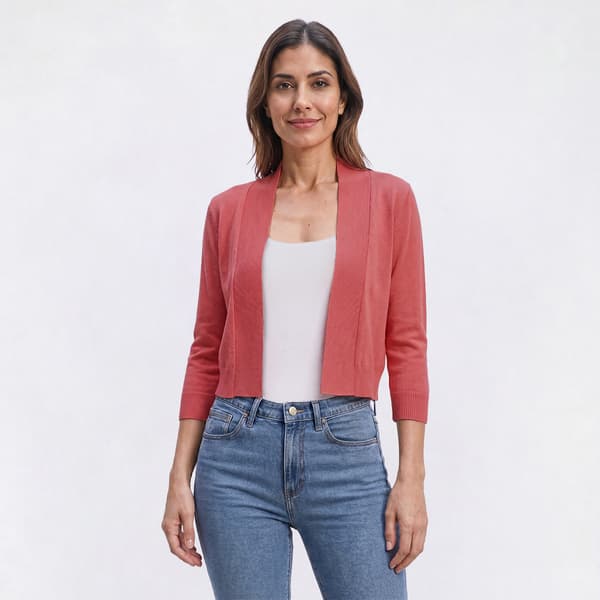 Womens Perceptions 3/4 Sleeve Open Stich Shrug - image 