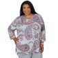 Plus Size Alfred Dunner Vail 3/4 Sleeve V-Neck Paisley Blouse - image 1