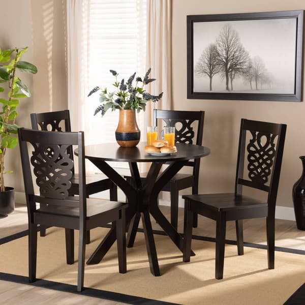 Baxton Studio Liese Dark Brown Finished Wood 5pc. Dining Set