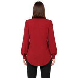 Womens Zac & Rachel Long Sleeve Solid Button Down Satin Blouse