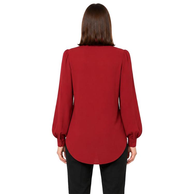 Womens Zac & Rachel Long Sleeve Solid Button Down Satin Blouse
