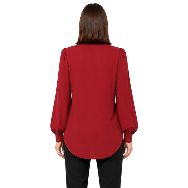 Womens Zac & Rachel Long Sleeve Solid Button Down Satin Blouse