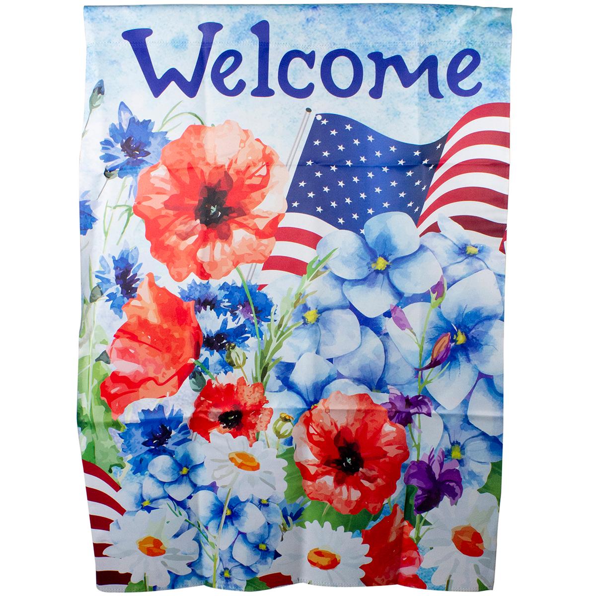 Northlight Seasonal Patriotic Floral Outdoor House Flag