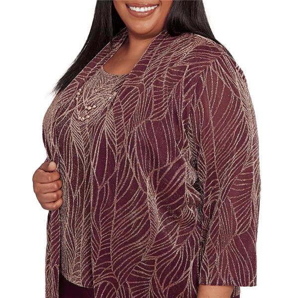 Plus Size Alfred Dunner Urban Legend Leaf Two In One Blouse