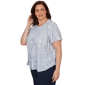 Plus Size Emaline Sapphire Serenade II Short Sleeve Floral Blouse - image 3