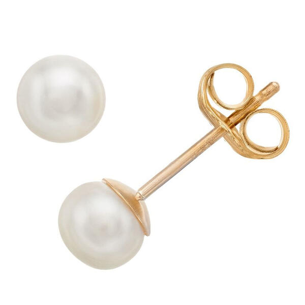 10kt. Gold 4mm Pearl Stud Earrings - image 