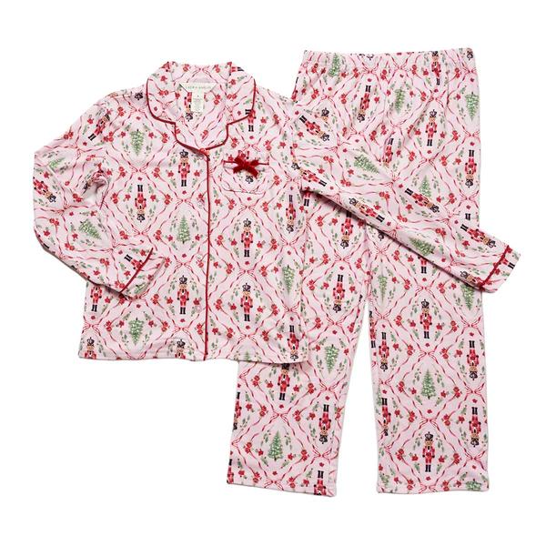 Girls Laura Ashley(R) Mommy & Me Nutcracker Notch Collar Pajama Set