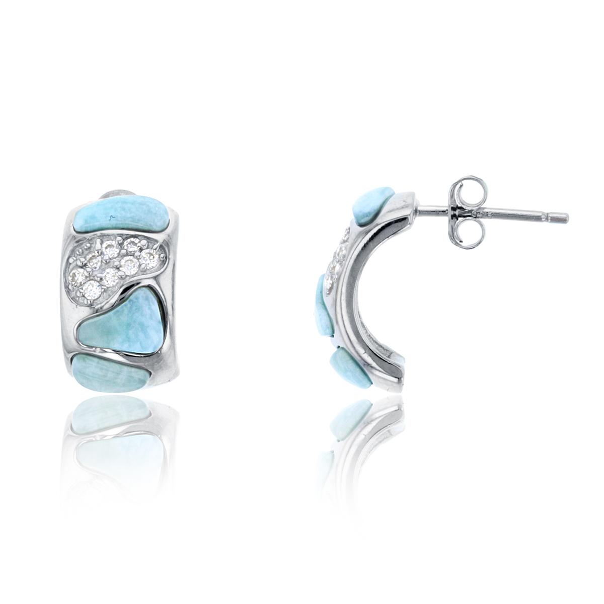 Gemstone Classics™ Silver & Larimar Mosaic Stud Earrings