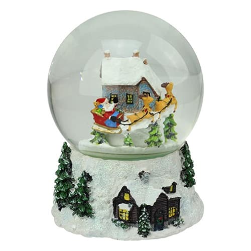 Northlight Seasonal Animated Santa &amp; Reindeer Rotating Snow Globe