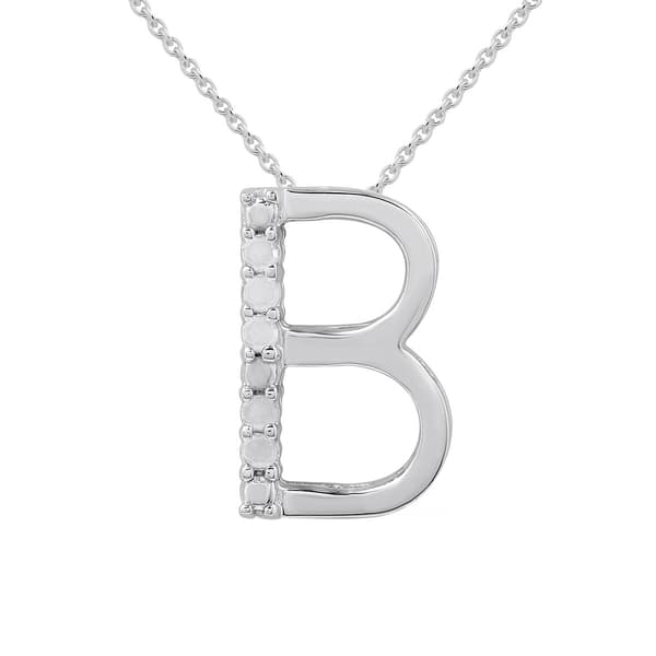 1/20cttw. Natural Diamond Sterling Silver Letter B Pendant - image 