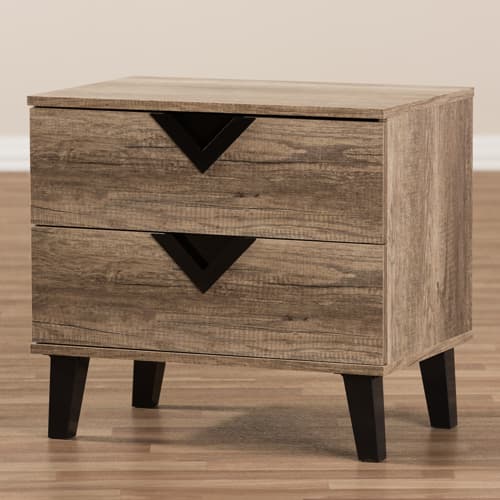 Baxton Studio Swanson 2 Drawer Nightstand