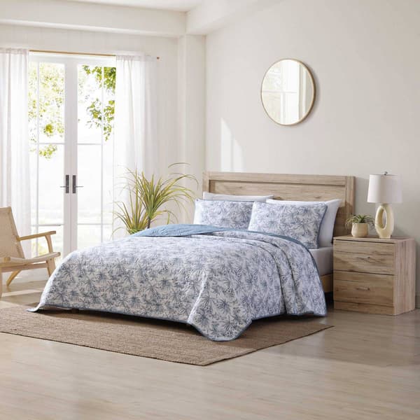 Tommy Bahama Pen And Ink Palm Cotton Quilt Set