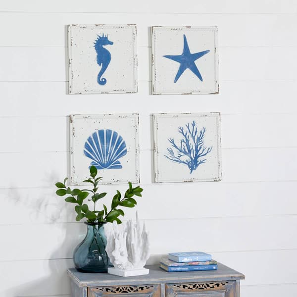 9th & Pike&#174; Square Antique Metal Coastal Wall Decor - Set of 4