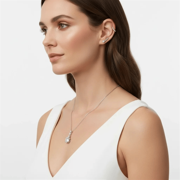 Saffron 2ctw. Moissanite Diamond Graduating Drop Pendant Necklace