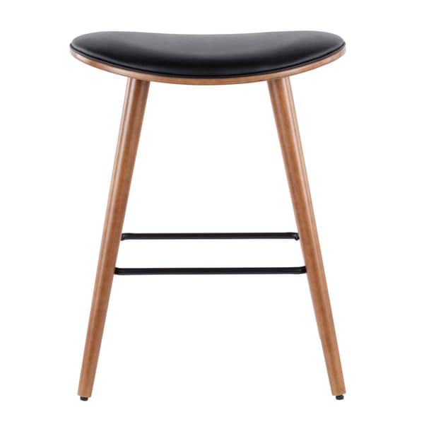 LumiSource Saddle Mid-Century Modern Counter Stools - Set of 2