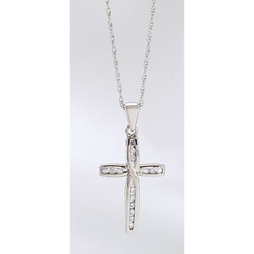 Diamond Classics(tm) 1/10ct Diamond Sterling Silver Cross Pendant - image 
