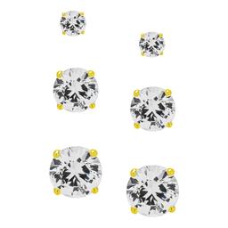 Gianni Argento Lab White Sapphire 3pr. Round Stud Earrings