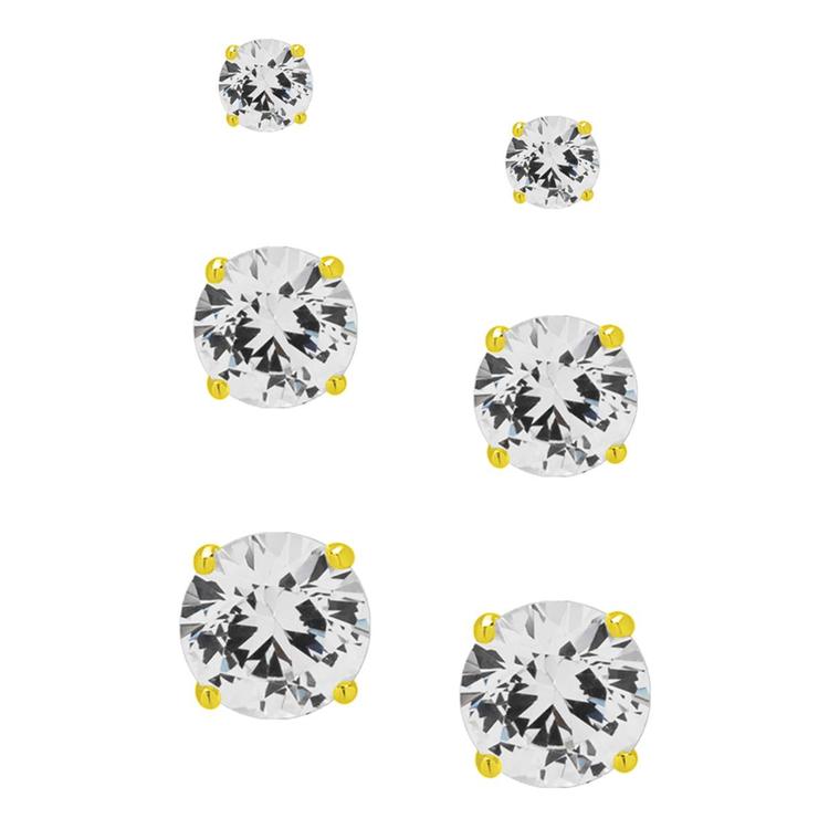 Gianni Argento Lab White Sapphire 3pr. Round Stud Earrings