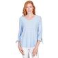 Womens Ruby Rd. Patio Party V-Neck Knit Ribbon Stripe Top - image 1