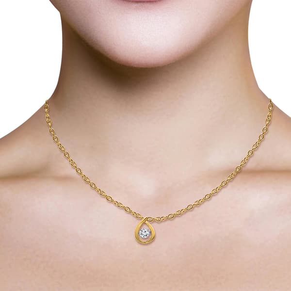 Nova Star® Gold over Silver Lab Grown Diamond Teardrop Pendant