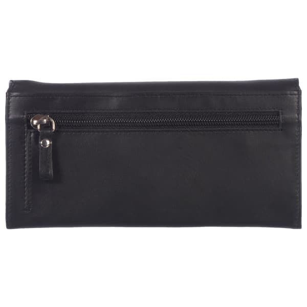 Womens Roots Leather Expander Clutch Wallet with RFID