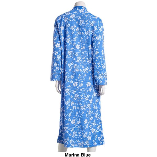 Womens Jasmine Rose Long Sleeve 48in. Floral Knit Zip Robe