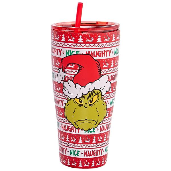R Squared Grinch Ugly Sweater Stainless Steel Tumbler with Straw