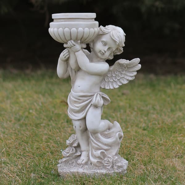 Northlight Seasonal 17in. Angel Cherub Holding a Bird Bath Statue