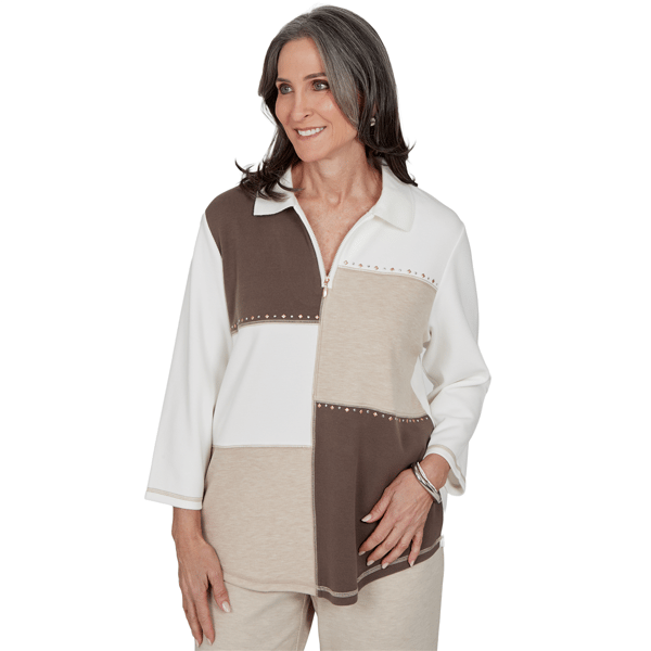 Petite Alfred Dunner Luxe Be A Lady Color Block Sweatshirt - image 
