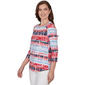 Womens Ruby Rd. Spring Refresh 3/4 Sleeve Floral Stripe Blouse - image 3