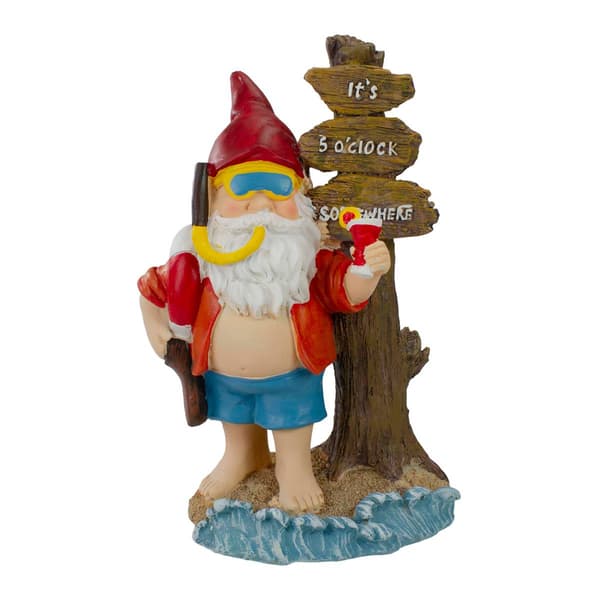 Northlight Seasonal Red & Blue Beach Gnome Garden Statue