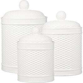 Home Essentials Set of 3 Basket Weave Embellished Canister