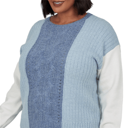 Plus Size Skye’s the Limit Icy Blue Sparkle Color Block Sweater