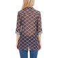 Womens NY Collection Roll Tab Sleeve Plaid Mesh Tunic Blouse - image 2
