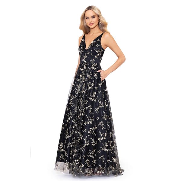 Juniors Blondie Nites Over Glitter Glitter Vine Mesh A-Line Dress - image 