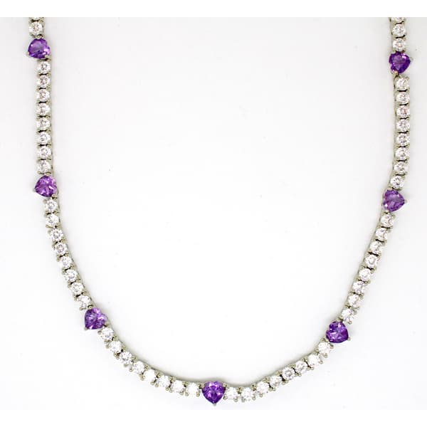 Gianni Argento Amethyst Heart Collar Necklace - image 