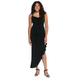 Juniors Emerald Sundae Ity Drape Neck Ruffle Hem Maxi Dress