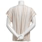 Womens Cure Roll Tab Sleeve Stripe Crepe Keyhole Neck Blouse - image 2