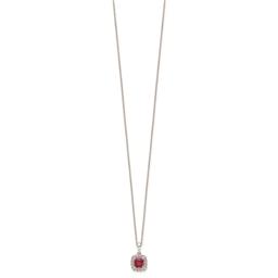 Pure Fire 14kt. White Gold Ruby Halo Pendant