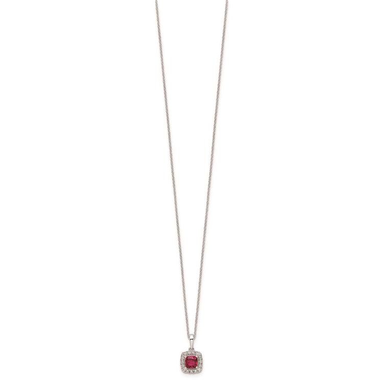 Pure Fire 14kt. White Gold Ruby Halo Pendant