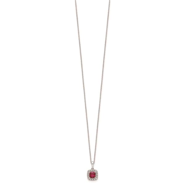 Pure Fire 14kt. White Gold Ruby Halo Pendant