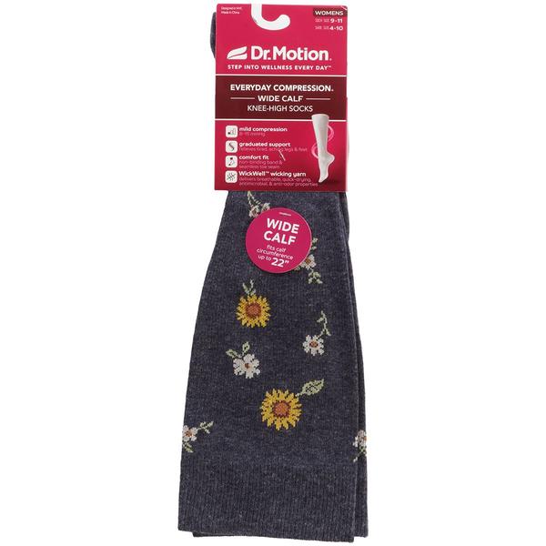 Womens Dr. Motion Sunflower Compression Knee High Socks - image 