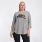Plus Size Tru Self 3/4 Sleeve Embroidered Pumpkin Truck Tee - image 1